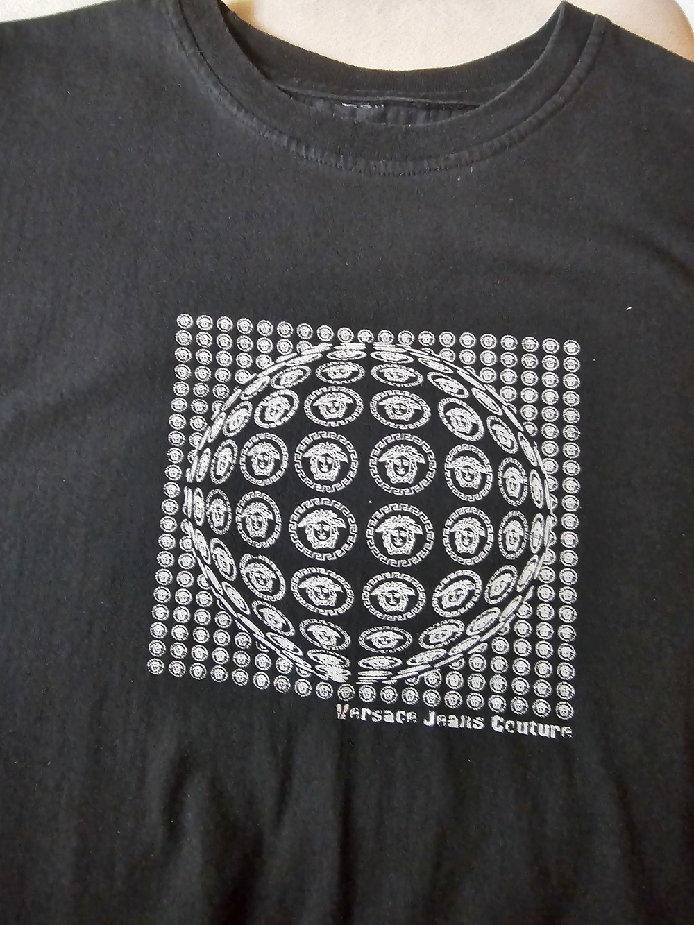 2 "Source Unknown" Black Tee with White Optical Medusa Print